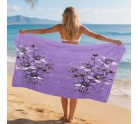 Generisch Toalla Playa 180X100 Flor Púrpura Grande Toallas de Piscina Grandes Anti Arena Secado Rápido Gimnasio Hombre Mujer Lavable A Máquina Regalo