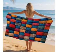 Generisch Toalla Playa Grande Azul Rojo Naranja Microfibra Secado Rápido Oversize Toalla Sin Arena Súper Ligera Piscina Camping Picnic Yoga Gimnasio Y Deportes Viaje