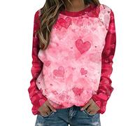 Generisch Top Blusa Día de San Valentín Love Print Manga Larga Top O Cuello Sudaderas Casual Blusa Suéter Tops Peto Corto Mujer, a, M