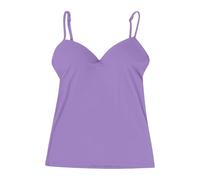 Generisch Top con copas sujetador diario para mujer, color sólido, sexy, tirantes ajustables, copa torácica, sin mangas, ropa de yoga para mujer, Violeta Claro, XL