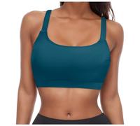 Generisch Top de bikini con cordones para mujer, con aros, cobertura completa, push-up, parte superior de la cintura, traje de baño, top deportivo, marine, S