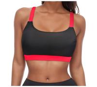 Generisch Top de bikini con cordones para mujer, con aros, cobertura completa, push-up, parte superior de la cintura, traje de baño, top deportivo, Negro , S