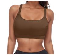 Generisch Top de bikini con cordones para mujer, con aros, cobertura completa, push-up, parte superior de la cintura, traje de baño, top deportivo, marrón, S