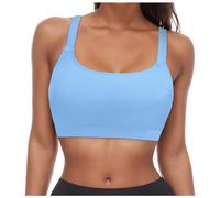Generisch Top de bikini con cordones para mujer, con aros, cobertura completa, push-up, parte superior de la cintura, traje de baño, top deportivo, azul claro, XL