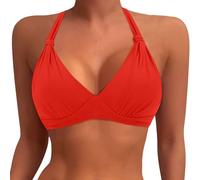 Generisch Top de bikini de mujer de talla grande con cobertura completa para busto grande como ropa de baño sujetador deportivo, rojo, S