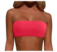 Generisch Top de bikini sin tirantes para mujer, parte superior de bikini bandeau, parte superior de natación, top de tubo, traje de baño, blusa, correa de hombro desmontable, rojo, M