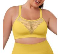 Generisch Top de fitness para mujer, sujetadores de entrenamiento para mujer, sujetadores deportivos de yoga, de talla grande, sujetadores completos, sujetadores sin aros, amarillo, 4XL