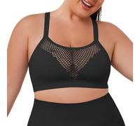Generisch Top de fitness para mujer, sujetadores de entrenamiento para mujer, sujetadores deportivos de yoga, de talla grande, sujetadores completos, sujetadores sin aros, Negro , 4XL