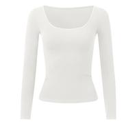 Generisch Top de invierno delgado para mujer con una parte superior negra, Blanco, XL