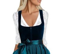 Generisch Top de mujer con ribete de encaje elegante y cómoda opción de capa para primavera vacaciones cuello en V manga larga, Blanco, M