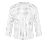 Generisch Top festivo con purpurina y lentejuelas para niños pequeños, fiesta de carnaval, ocasiones especiales, manga larga, blusa para niñas, plata, 10-12 años