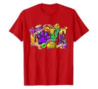 Generisch Top informal de cuello redondo con estampado gráfico para mujer de talla grande, rojo, S