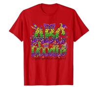 Generisch Top informal de cuello redondo con estampado gráfico para mujer de talla grande, rojo, XXL