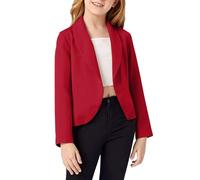 Generisch Tops de manga larga para niña, chaqueta de traje para niños, elegante estilo occidental, chaqueta de entretiempo, bonita chaqueta de traje para niñas de 5 a 14 años, chaleco softshell, rojo