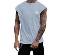 Generisch Tops de verano sin mangas playeras para hombres camisetas de tirantes de verano casual Henley Tank Top, azul, XL