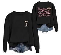 Generisch Tops for Women Loose Fit Fall Crewneck Long Sleeve Shirts Sweatshirts Damen Kapuzenpulli, Negro , XL