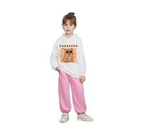 Generisch Tops für Mädchen Mädchen Kapuzenpullover mit Capybara-aufdruck,lässig,lockere Passform,langärmiges Oberteil für Kleinkinder,weiche,bequeme Herbst-Winter-Outfits, Blanco, 2-3 años