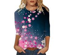 Generisch Tops Mujer Casual Verano Tops Mangas Tres Cuartos Cuello Redondo Camiseta Día de San Patricio Estampado Suelto Lateral Dividido Túnica Blusa 90 Él Ropa, AB., M