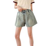Generisch Tops Set Niñas Shorts Primavera Vaqueros Medianos y Grandes Delgados Casual Denim Shorts Baby Body 86, azul claro, 14-15 años