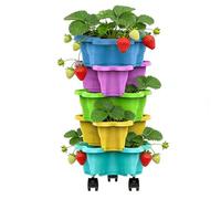 Generisch Torre de fresa | apilable vertical con drenaje | Macetas de verduras para interiores y exteriores, para patio, terraza, balcón, apartamento, jardín decoración