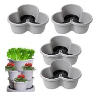 Generisch Torre de jardín, Jardinera Vertical, apilable, 4 Niveles, de jardín Interior con Bandeja y Flexible para Fresas y Verduras