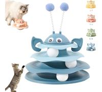 Generisch Torre de juguete interactiva de 3 capas con bolas de abeja y balanceo, juguete de 3 niveles para persecución, actividad autónoma y ejercicio para gatos de interior (azul)
