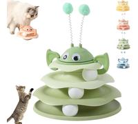 Generisch Torre de juguete interactiva de 3 capas con bolas de abeja y balanceo, juguete de 3 niveles para persecución, actividad autónoma y ejercicio para gatos de interior (verde)