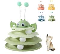 Generisch Torre de juguete interactiva de 3 capas con bolas giratorias de abejas y rolling, juguete de actividad de 3 niveles y auto-juego para gatos de interior y gatitos de bating y ejercicio (verde