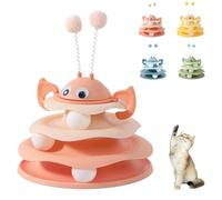 Generisch Torre de juguete interactiva de 3 capas con bolas giratorias de abejas y rolling, juguete de actividad de 3 niveles y auto-juego para gatos de interior y gatitos de bating y ejercicio (rosa)