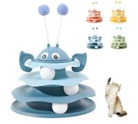 Generisch Torre de juguete interactiva de 3 capas con bolas giratorias de abejas y rolling, juguete de actividad de 3 niveles y auto-juego para gatos de interior y gatitos de bating y ejercicio (azul)