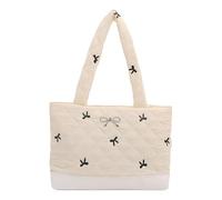 Generisch Tote Bag Bag Damen Schleife Umhängetasche Groß Shopper Tasche Handtasche Schultertaschen für Arbeit Büro Reisen Einkaufen Schule Reise -Weiß