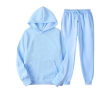 Generisch Traje azul oscuro hombre traje deportivo para hombres mujeres invierno ocio monocolor sudadera con capucha pantalones con borlas traje deportivo leyendas occidentales, azul claro, 3XL