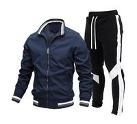Generisch Traje de 2 piezas Casual Contraste Deportivo Chándal Conjunto de Chándal Dinero Chaleco, marine, S