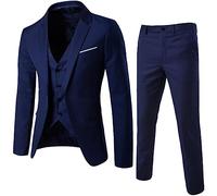 Generisch Traje de 3 piezas para hombre Blazer de tela chaqueta y chaleco | Traje de botón para hombre, sin planchado, elegante, chaqueta, chaleco, pantalones, para fiestas, bailes, bodas, loungewear