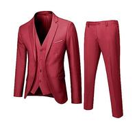 Generisch Traje de 3 piezas para hombre Blazer de tela chaqueta y chaleco | Traje de botón para hombre, sin planchado, elegante, chaqueta, chaleco, pantalones, para fiestas, bailes, bodas, loungewear