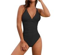 Generisch Traje de baño de cadena para mujer extremadamente sólido sexy belleza espalda traje de baño mujer ropa señoras a partir de 50, Negro , XL