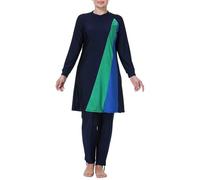 Generisch Traje de baño de moda Burkini para mujer con manga larga Pantalones largos que cubren completamente el traje de baño para mujeres musulmanas, azul, 3XL