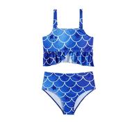 Generisch Traje de baño de verano para niñas y niños, traje de baño de dos piezas, moda degradado, belleza, escamas de pescado, princesa, lindo, bikini para niñas, azul, 7-8 años