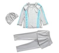 Generisch Traje de baño musulmán para niños y niñas con cobertura completa: camiseta de natación de manga larga y bañador con protección solar UPF 50+ para playa y piscina, gris, 1 año