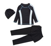 Generisch Traje de baño musulmán para niños y niñas con cobertura completa: camiseta de natación de manga larga y bañador con protección solar UPF 50+ para playa y piscina, Negro , 1 año