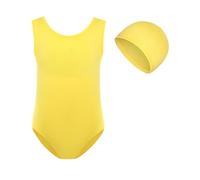 Generisch Traje de baño para bebé con sombrero solar UPF 50+ traje de baño para bebé, ropa UV, traje de baño con sombrero, ropa de protección UV, traje de baño de una pieza A, A-amarillo, 3-4 años
