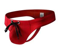 Generisch Traje de baño para hombre, cintura baja, tanga, color sólido, sexy, cordón, secado rápido, seda helada, transpirable, rojo, L