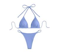 Generisch Traje de baño para mujer, bikinis, traje de baño sucio, pantalones cortos para mujer, con cuello halter, traje de baño de dos piezas, BU1, L