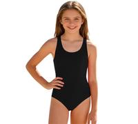 Generisch Traje de baño para niñas, adolescentes, jóvenes, mujeres deportivas, con protección solar UPF 50, ideal para el tiempo libre, la escuela, el día a día, Negro , 15-16Y