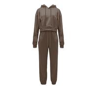 Generisch Traje de chándal de dos piezas para mujer con capucha suave traje de ocio de manga larga Conjunto de jogger de algodón para el día a día 2 piezas ropa casual manga larga monocolor, café, XXL