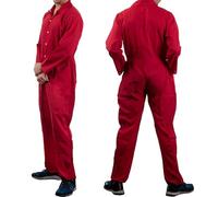 Generisch Traje de cuerpo entero para hombre, mono de trabajo, disfraz de prisionero, traje de juego de rol para Halloween, carnaval, traje de trabajo, manga larga, mono de una pieza, rojo, M