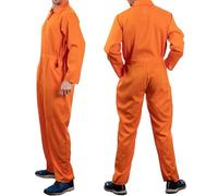 Generisch Traje de cuerpo entero para hombre, mono de trabajo, disfraz de prisionero, traje de juego de rol para Halloween, carnaval, traje de trabajo, manga larga, mono de una pieza, naranja, XXL