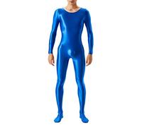 Generisch Traje de elefante brillante para hombre, pantalones y chalecos transparentes de seda, traje de culturismo, tanga de Navidad, azul, XL