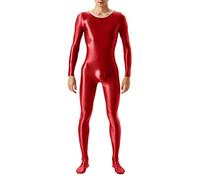 Generisch Traje de elefante brillante para hombre, pantalones y chalecos transparentes de seda, traje de culturismo, tanga de Navidad, rojo, XL