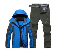 Generisch Traje de esquí para hombre de invierno, impermeable a prueba de viento, chaquetas de nieve al aire libre y pantalones, chaquetas de snowboard, chaqueta de esquí con capucha, trajes de esquí